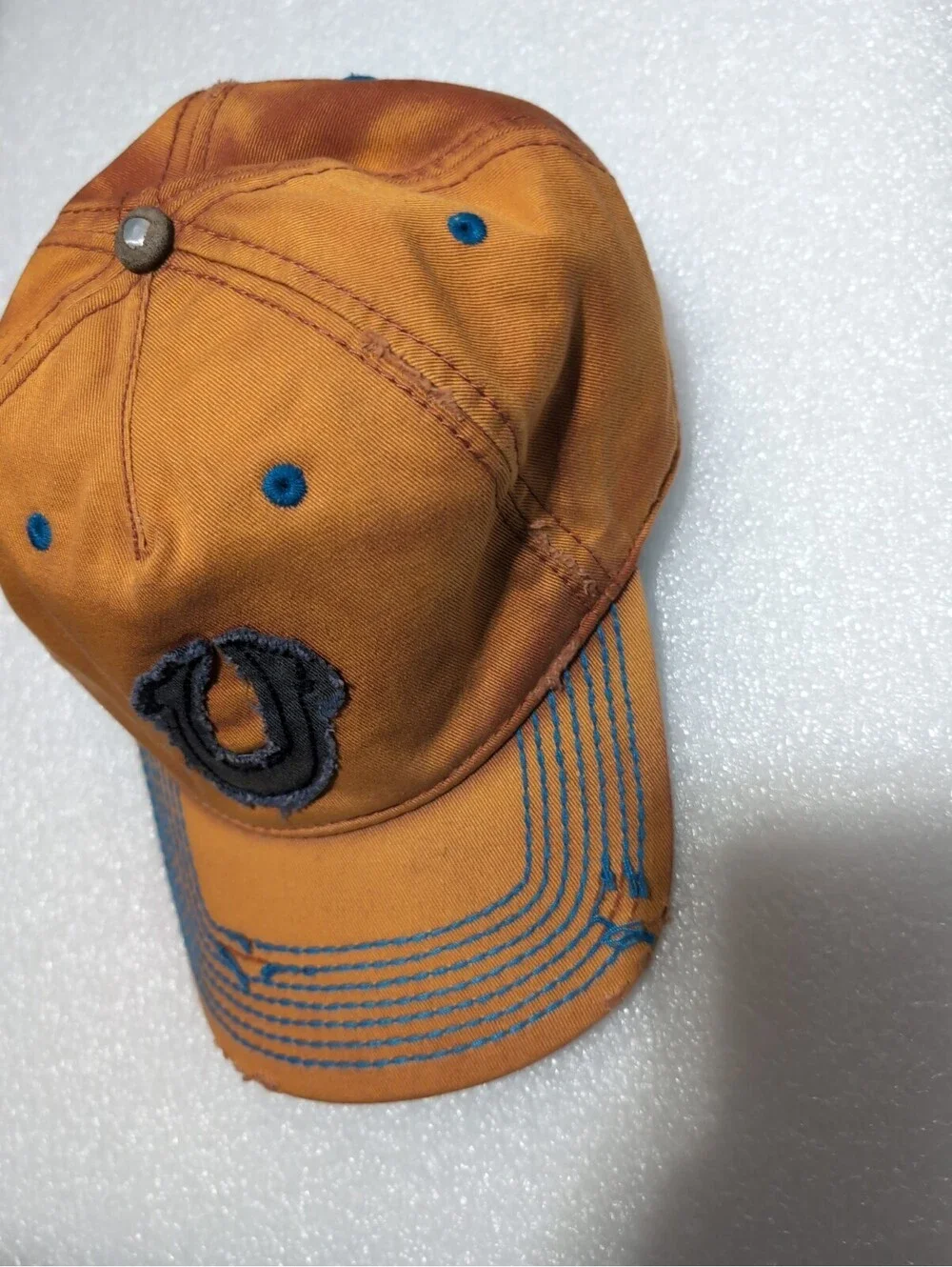 Vintage True Religion Hat Cap Distressed Horseshoe Adjustable Y2K OSFA